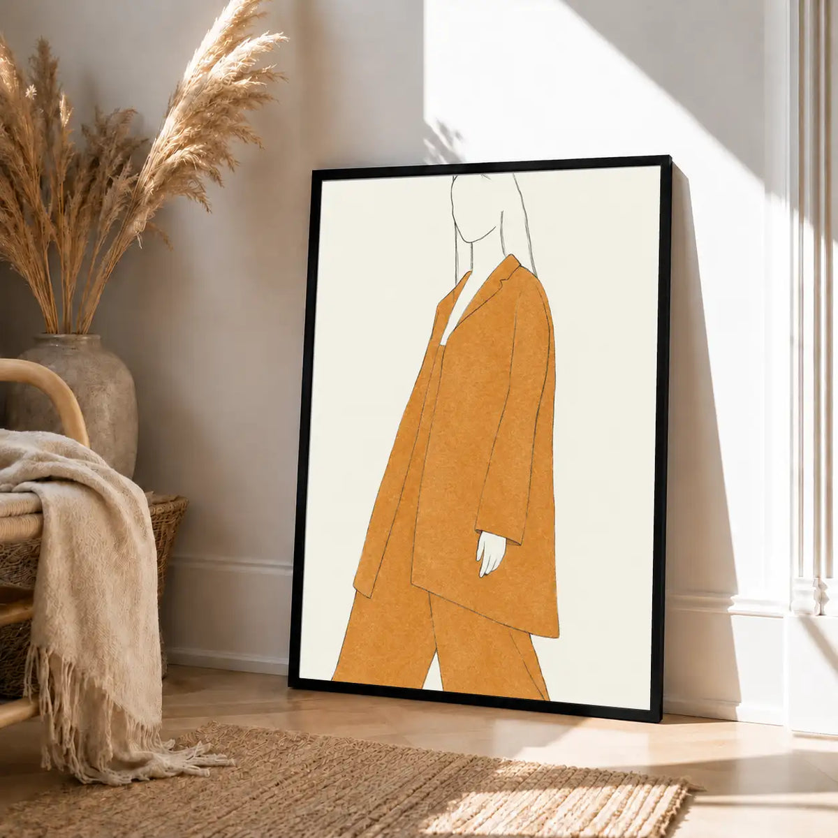 Mustard Coat Fashion Figure Wall Art 4