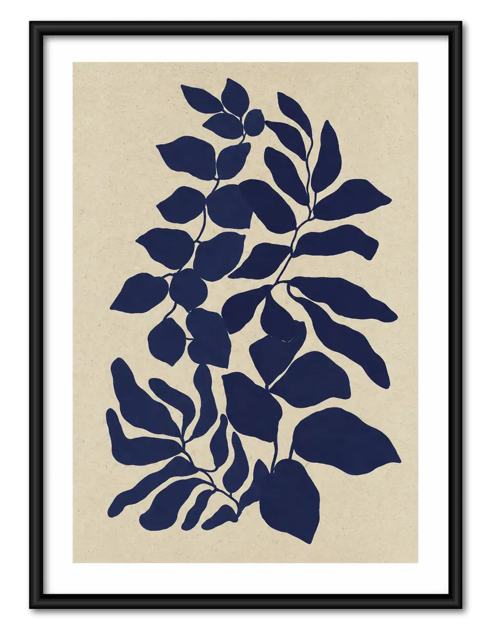 Navy Leaf Silhouette Botanical Wall Art 1