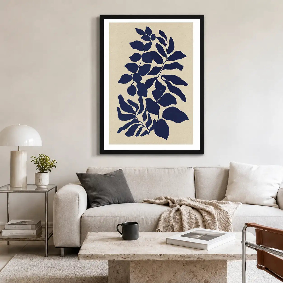 Navy Leaf Silhouette Botanical Wall Art 2