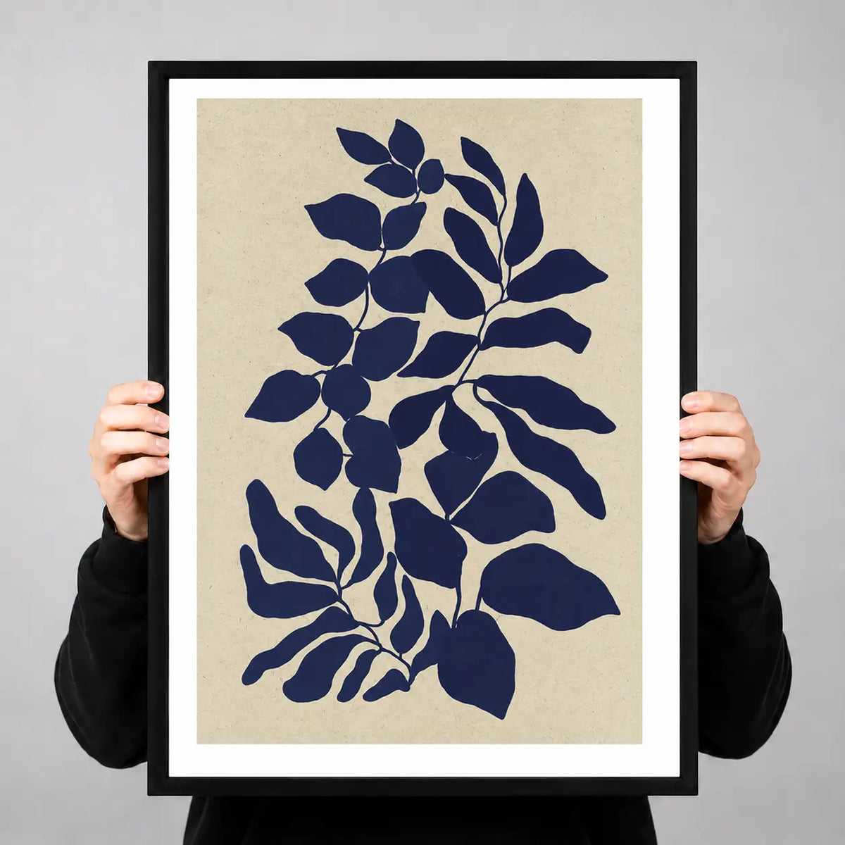 Navy Leaf Silhouette Botanical Wall Art 3