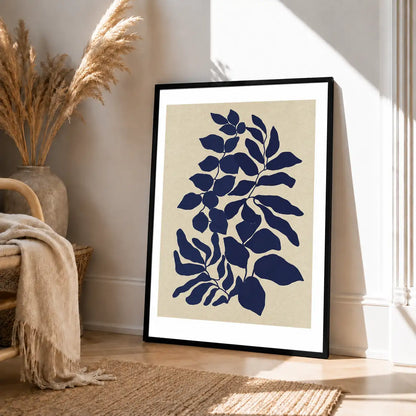 Navy Leaf Silhouette Botanical Wall Art 4