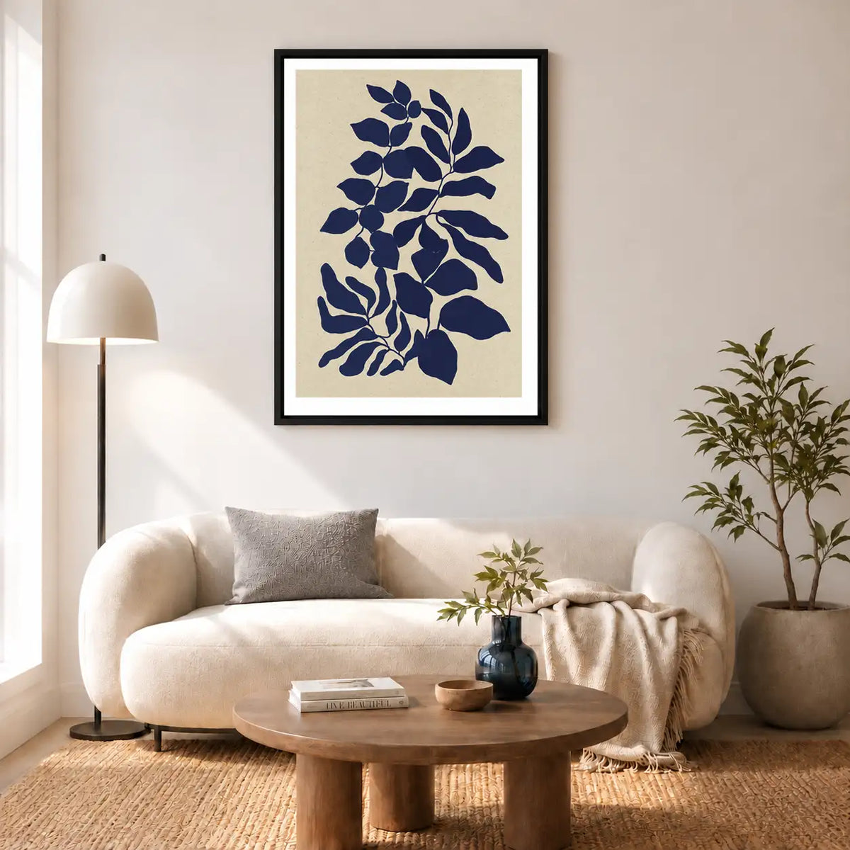 Navy Leaf Silhouette Botanical Wall Art 5