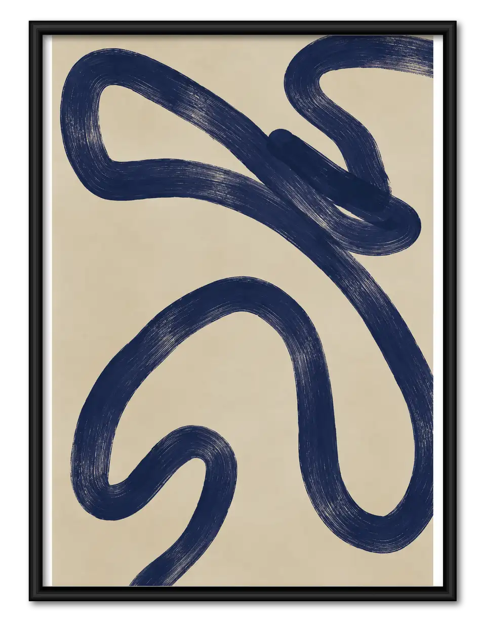 Navy Organic Swirls Abstract Wall Art 1