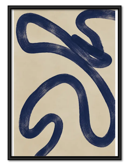 Navy Organic Swirls Abstract Wall Art
