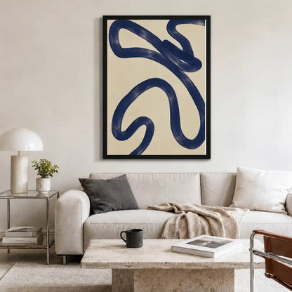 Navy Organic Swirls Abstract Wall Art 2