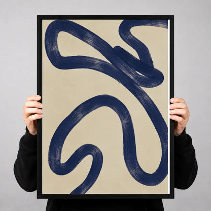 Navy Organic Swirls Abstract Wall Art 3