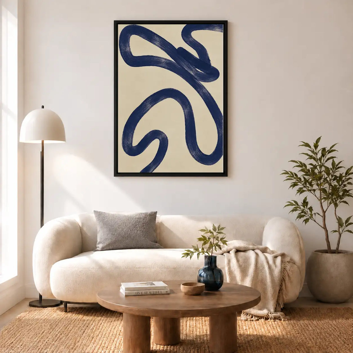 Navy Organic Swirls Abstract Wall Art 5