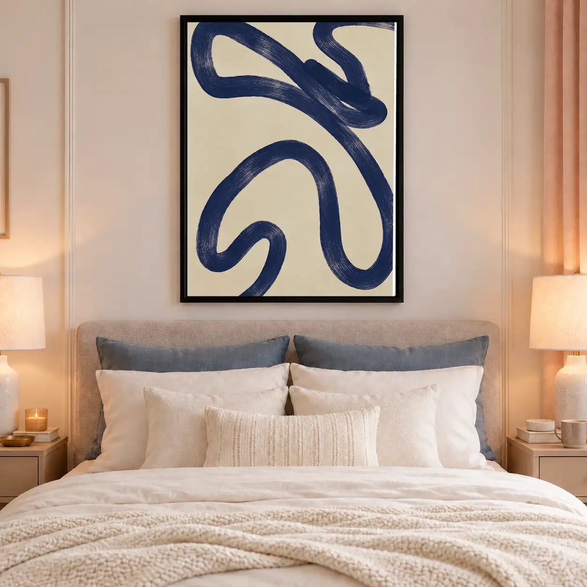 Navy Organic Swirls Abstract Wall Art 6