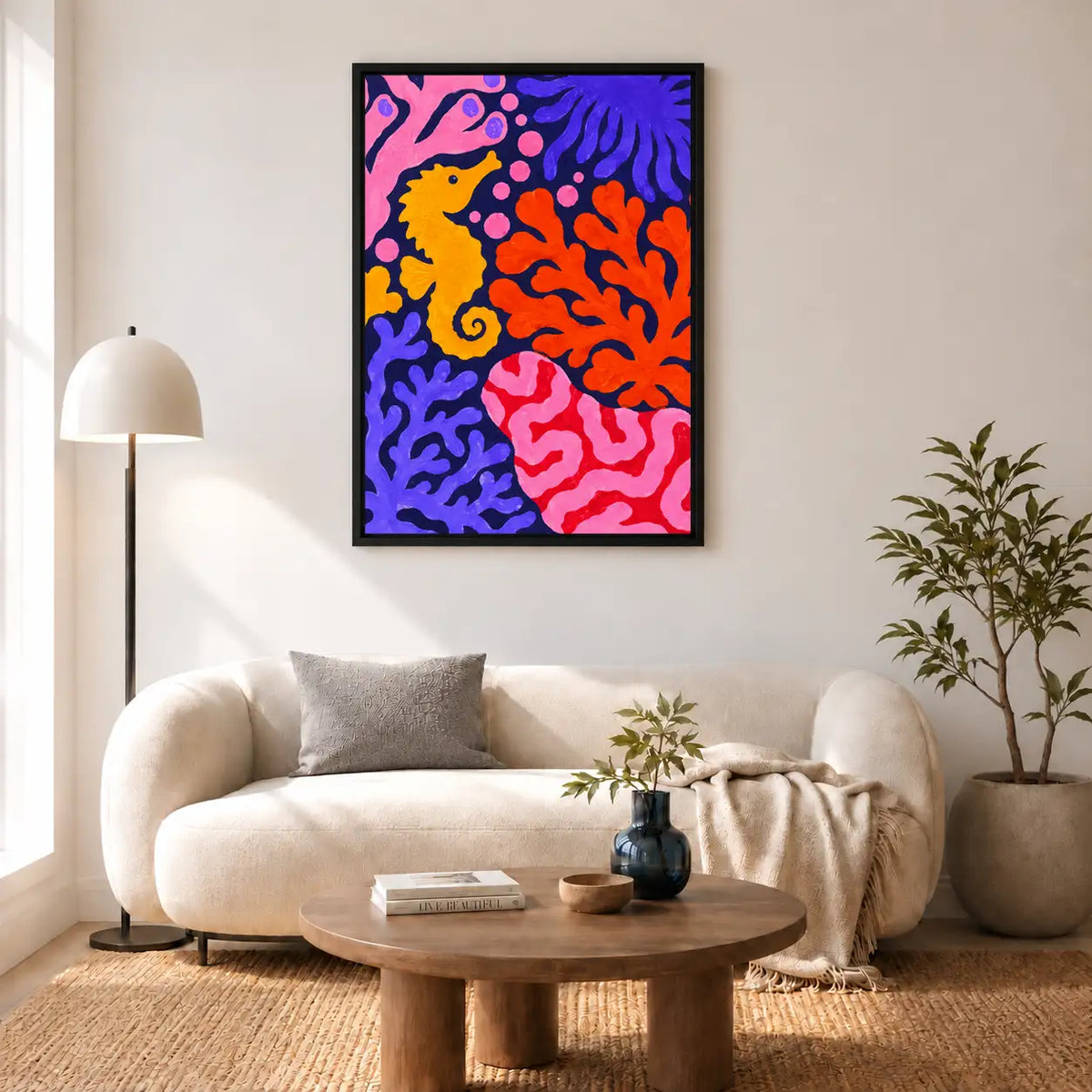 Neon Seahorse Coral Reef Wall Art 5