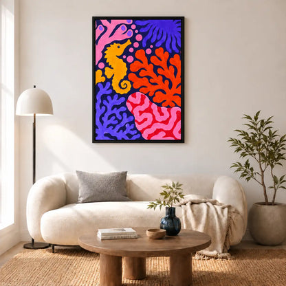 Neon Seahorse Coral Reef Wall Art 5