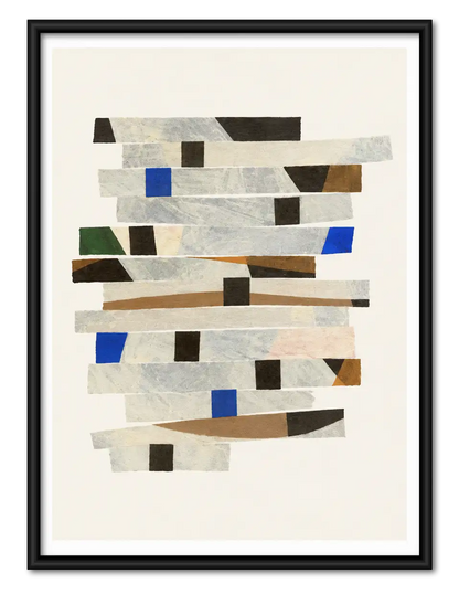 Neutral Mosaic Strips Abstract Wall Art 1