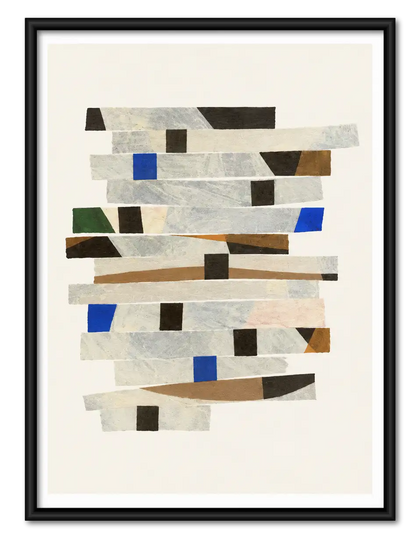 Neutral Mosaic Strips Abstract Wall Art