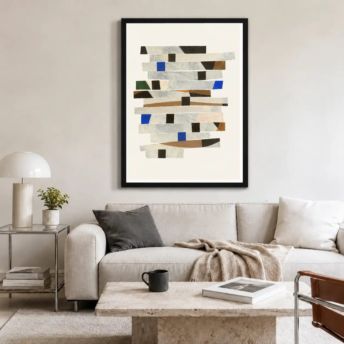 Neutral Mosaic Strips Abstract Wall Art 2