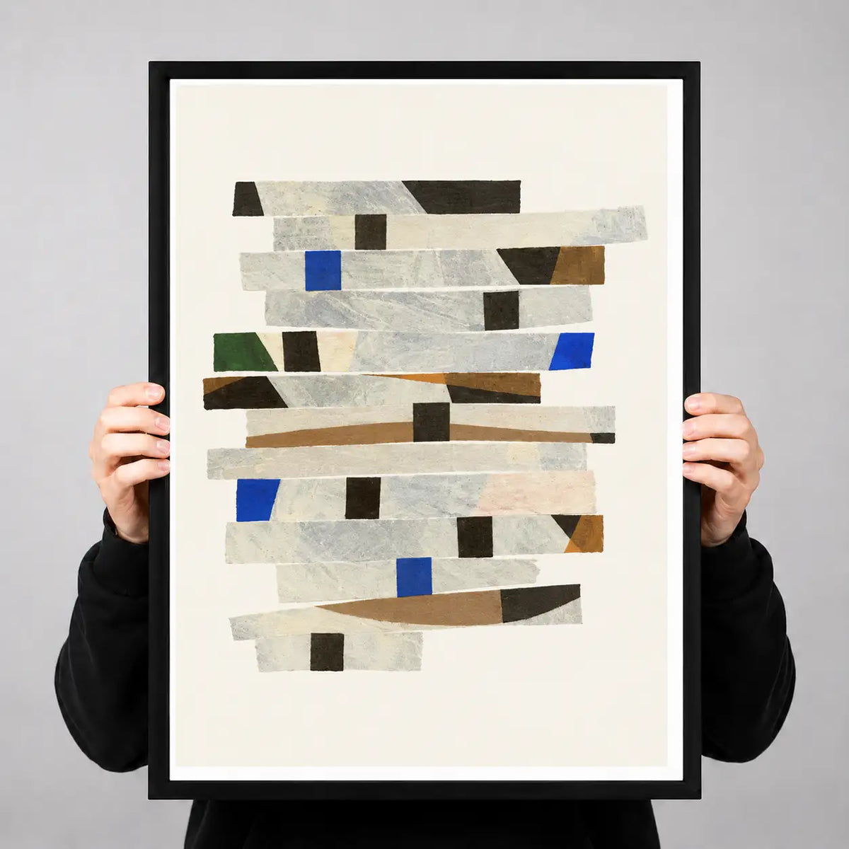 Neutral Mosaic Strips Abstract Wall Art 3