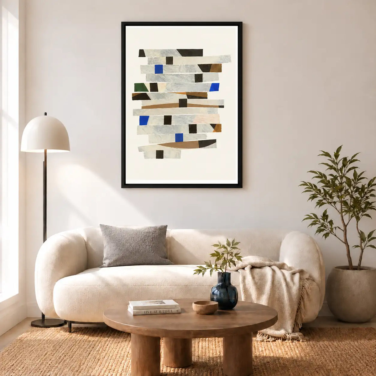 Neutral Mosaic Strips Abstract Wall Art 5