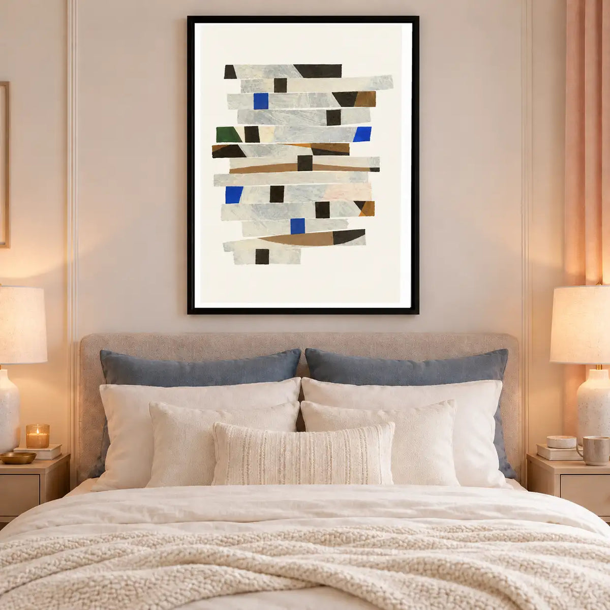 Neutral Mosaic Strips Abstract Wall Art 6