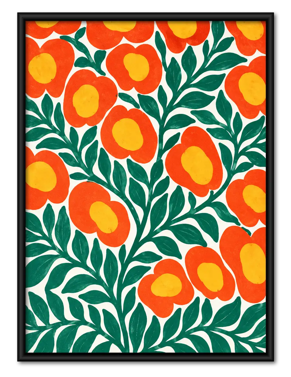 Orange Citrus and Leaf Pattern Wall Art 1