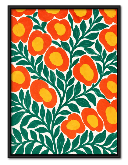Orange Citrus and Leaf Pattern Wall Art