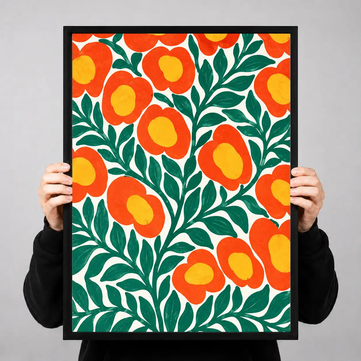 Orange Citrus and Leaf Pattern Wall Art 3
