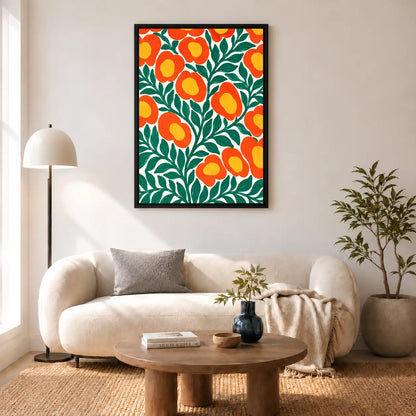 Orange Citrus and Leaf Pattern Wall Art 5