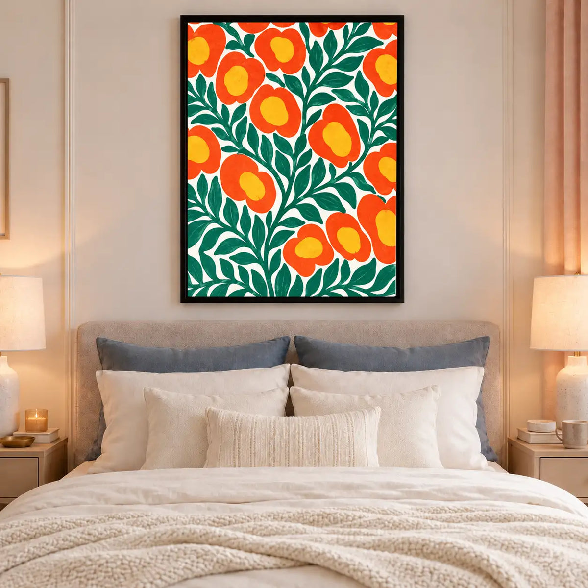 Orange Citrus and Leaf Pattern Wall Art 6