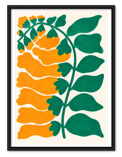 Orange Fruit and Green Vine Wall Art