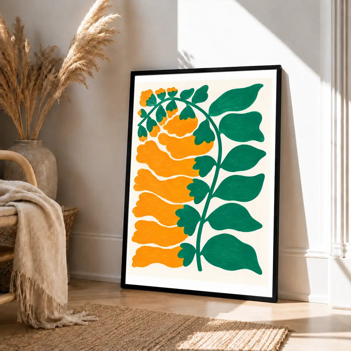 Orange Fruit and Green Vine Wall Art 4