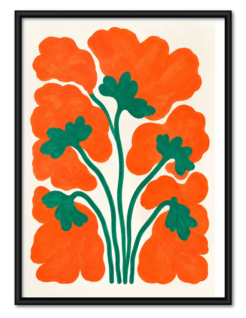 Orange Poppy Bouquet Graphic Wall Art 1