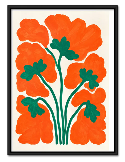 Orange Poppy Bouquet Graphic Wall Art 1