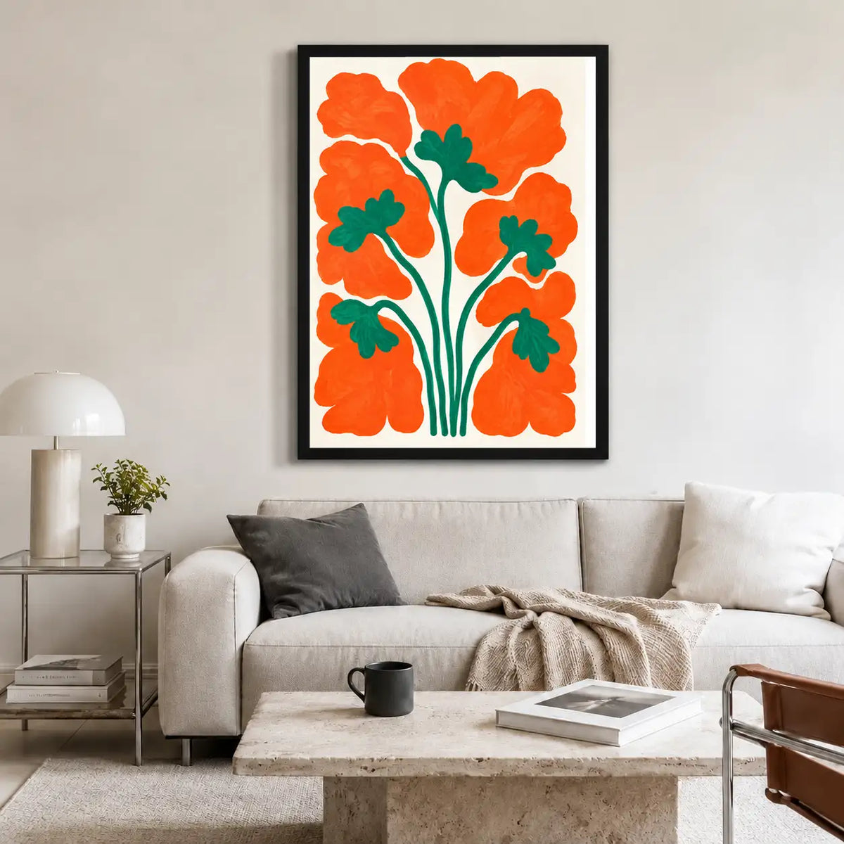 Orange Poppy Bouquet Graphic Wall Art 2