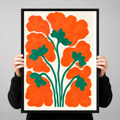 Orange Poppy Bouquet Graphic Wall Art 3