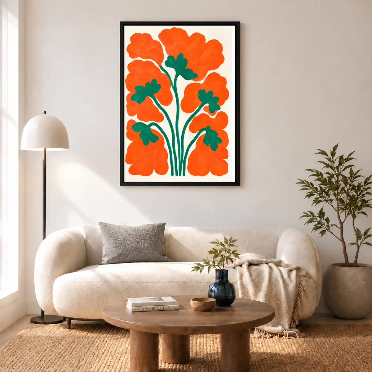 Orange Poppy Bouquet Graphic Wall Art 5