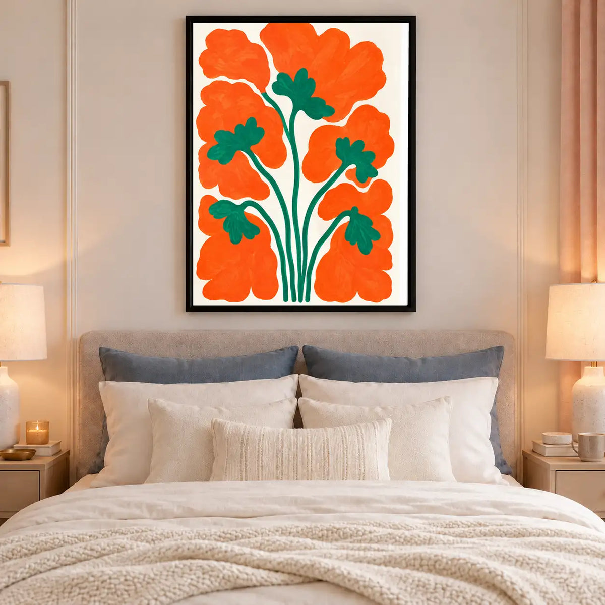 Orange Poppy Bouquet Graphic Wall Art 6