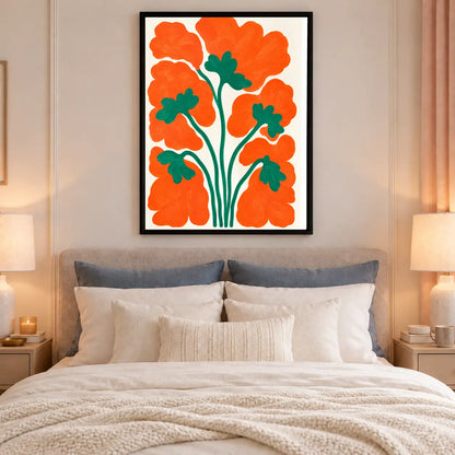 Orange Poppy Bouquet Graphic Wall Art 6