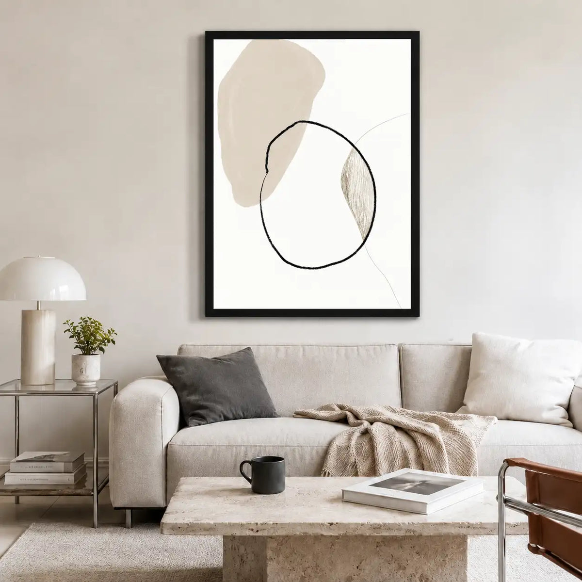 Overlapping Neutral Circles Minimal Wall Art 2