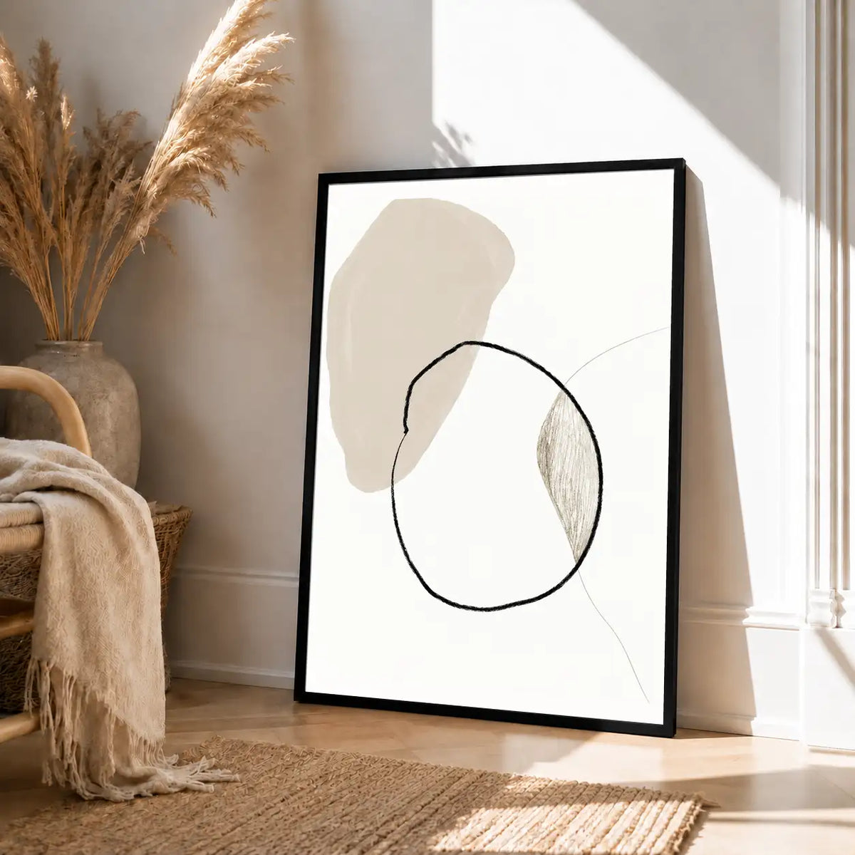 Overlapping Neutral Circles Minimal Wall Art 4