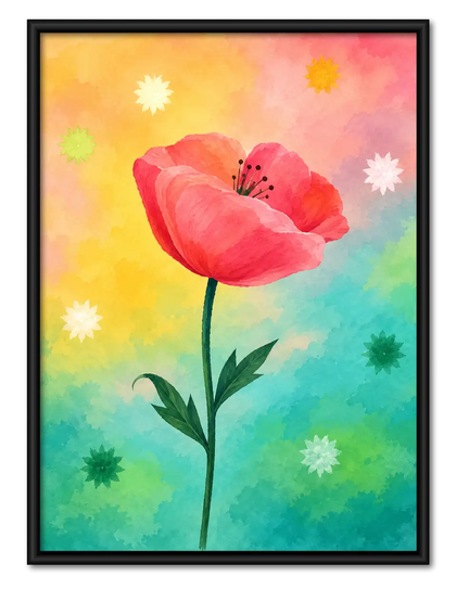 Painterly Red Poppy Meadow Wall Art