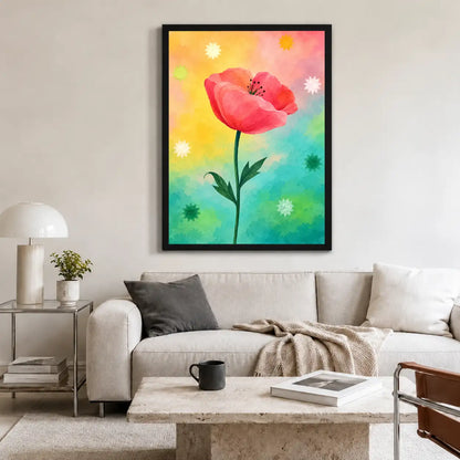 Painterly Red Poppy Meadow Wall Art 2