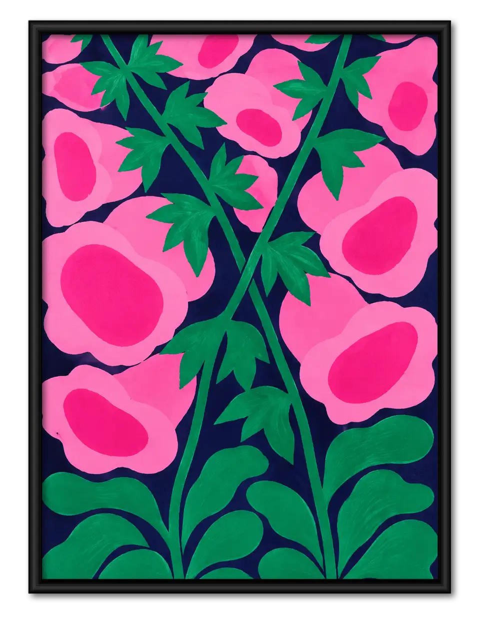 Pink Blossoms in Midnight Garden Wall Art 1