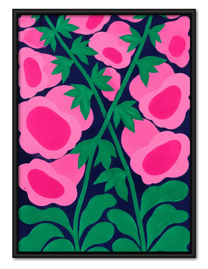 Pink Blossoms in Midnight Garden Wall Art