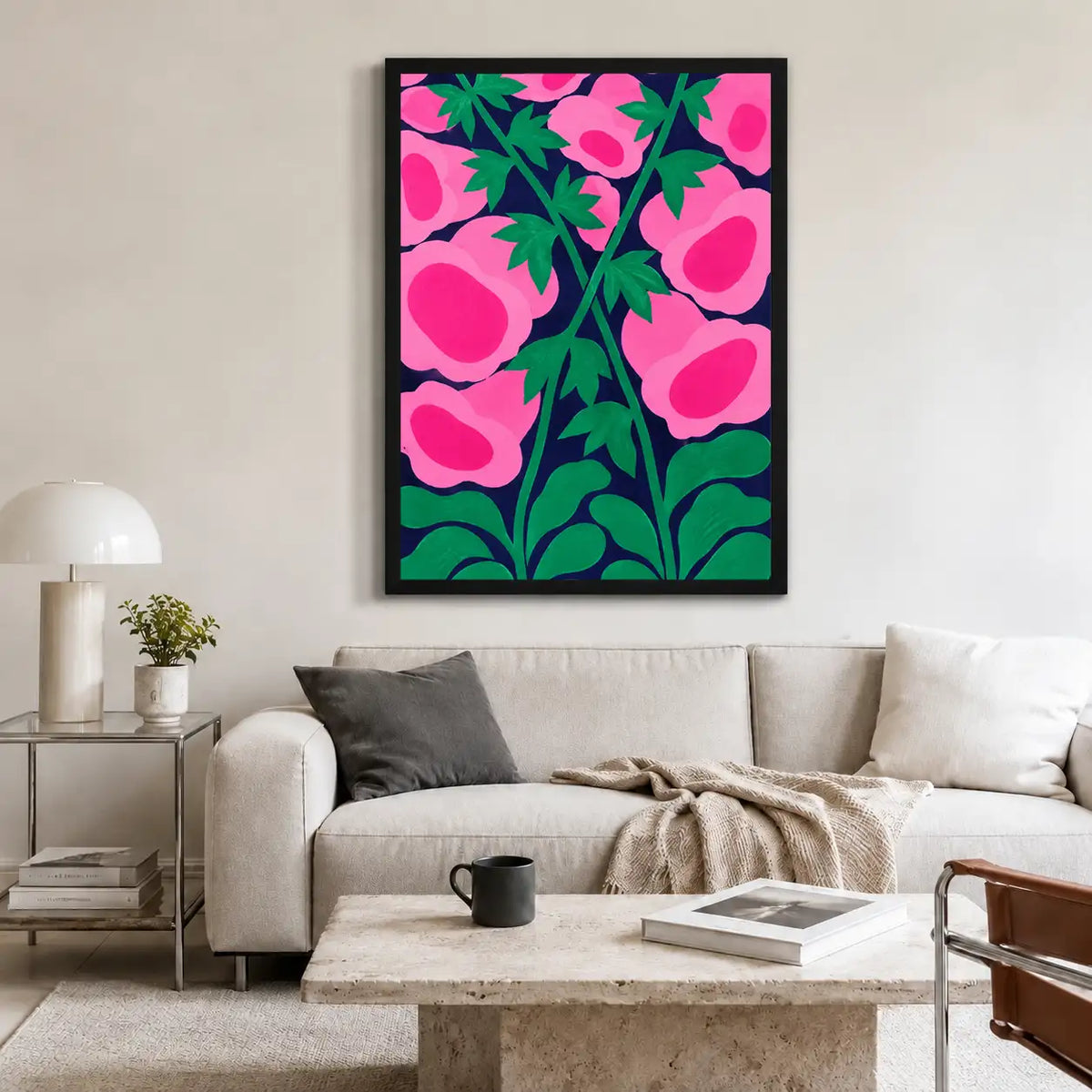 Pink Blossoms in Midnight Garden Wall Art 2