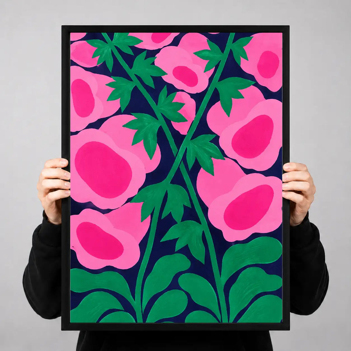 Pink Blossoms in Midnight Garden Wall Art 3