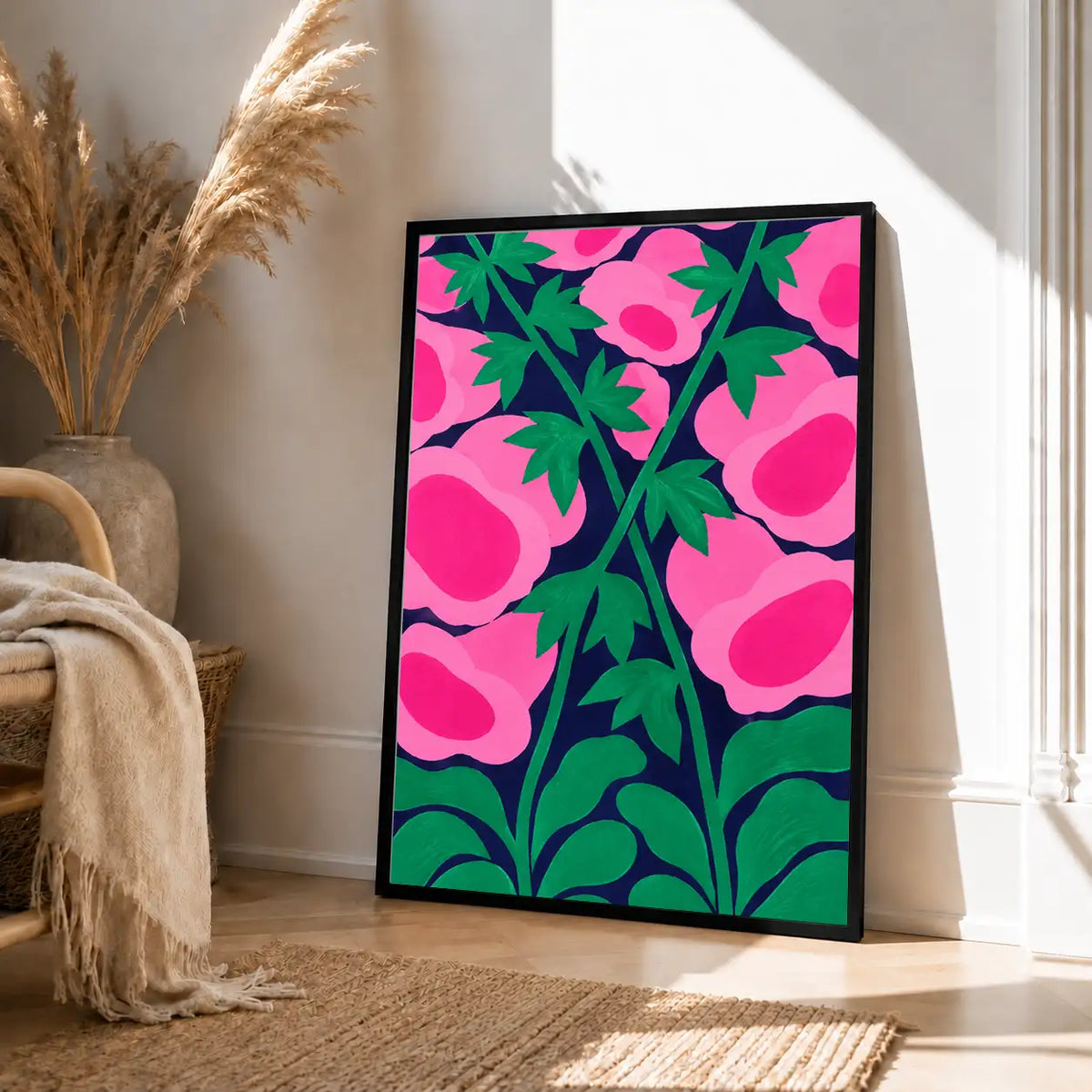 Pink Blossoms in Midnight Garden Wall Art 4