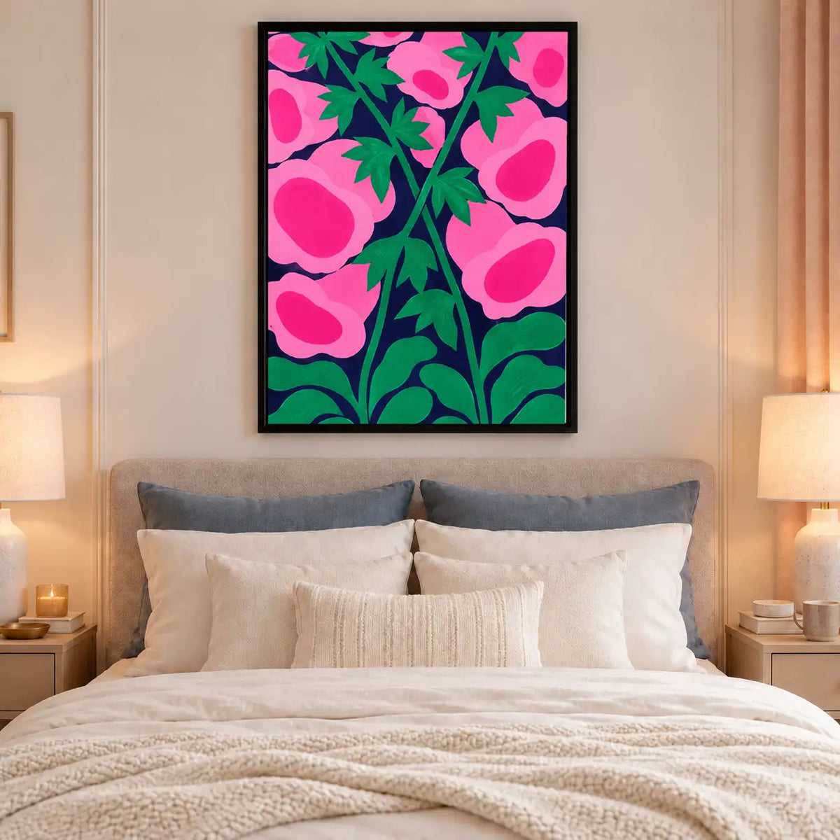 Pink Blossoms in Midnight Garden Wall Art 6