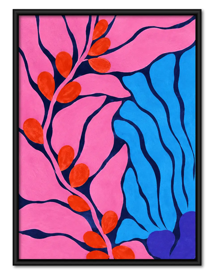 Pink Leaves and Blue River Wall Art