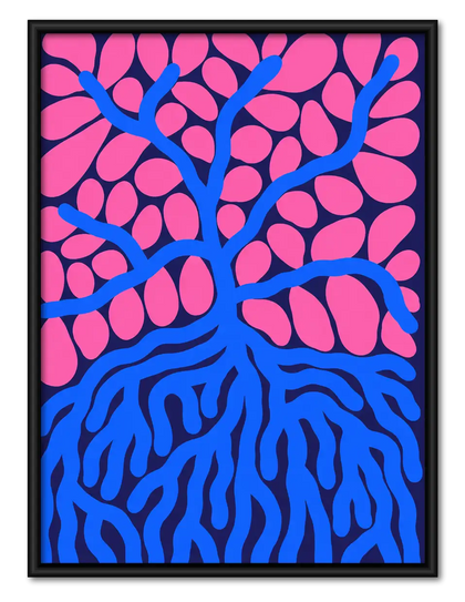 Pink Leaves and Blue Roots Wall Art