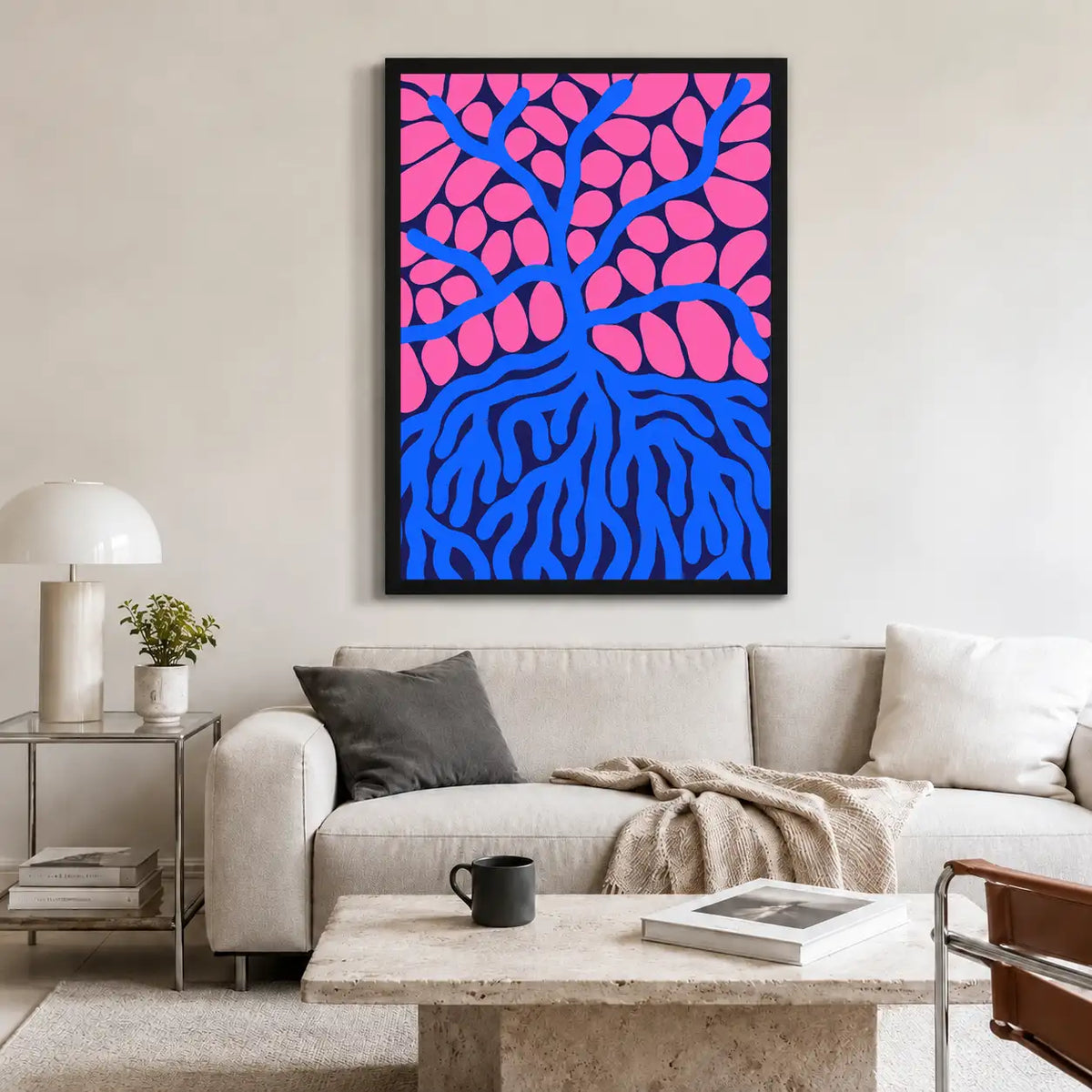 Pink Leaves and Blue Roots Wall Art 2