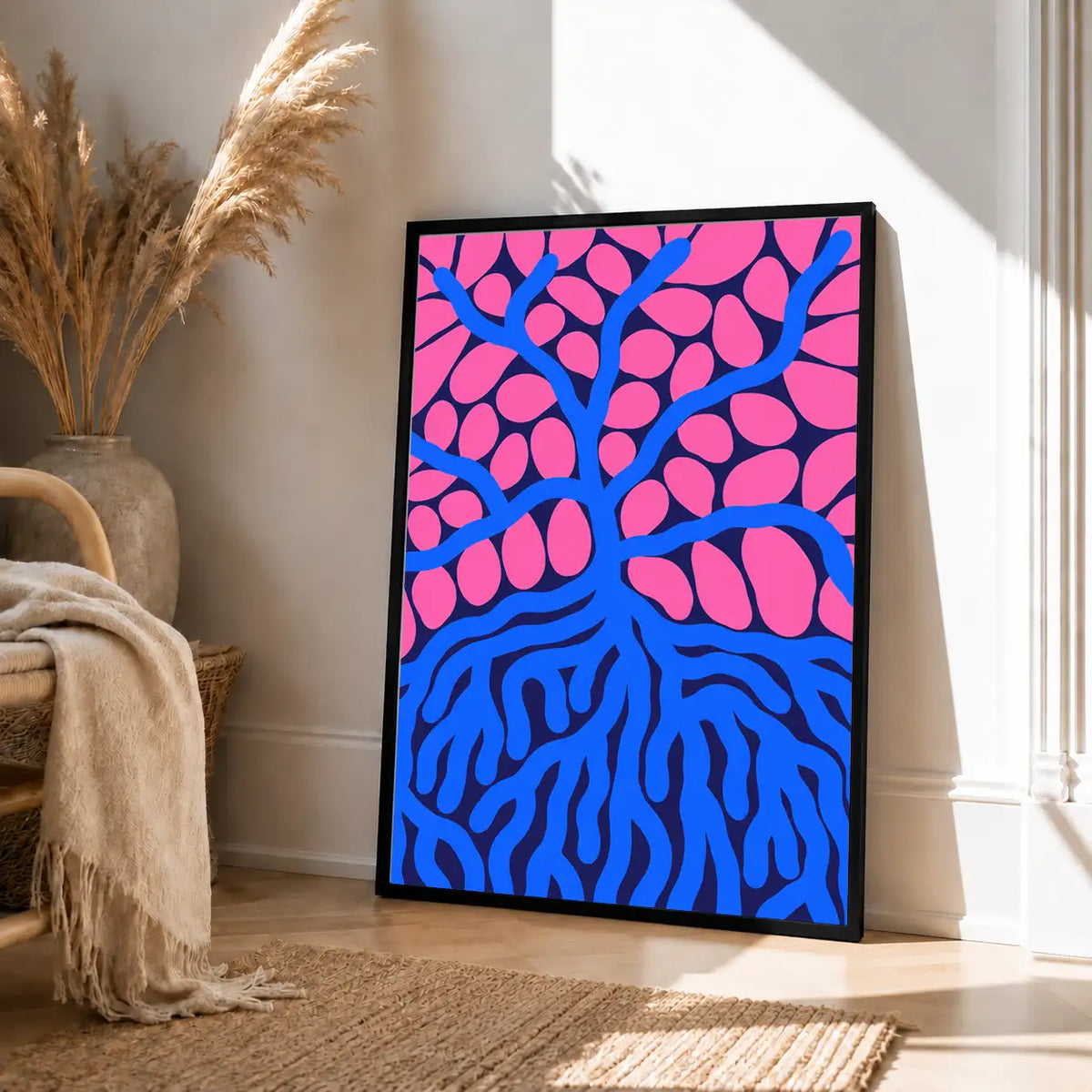 Pink Leaves and Blue Roots Wall Art 4