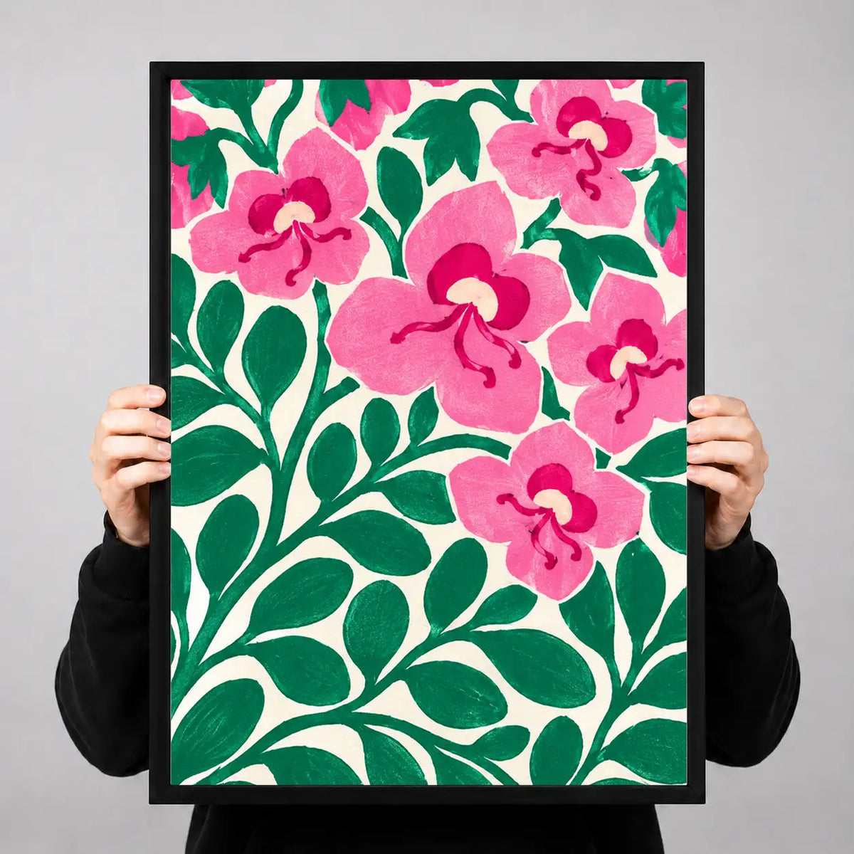 Pink Orchid Vine Botanical Wall Art 3