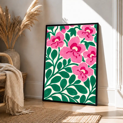 Pink Orchid Vine Botanical Wall Art 4